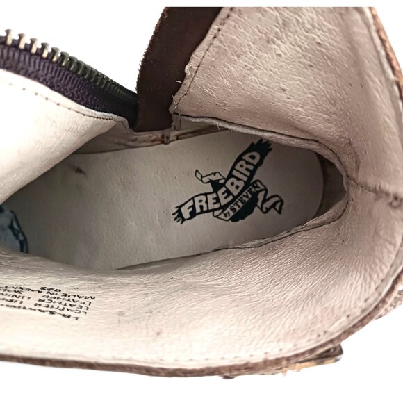New FREEBIRD by Steven Sammi Ankle Boot Brown Distressed Leather Ankle Wrap 6M - Picture 12 of 14